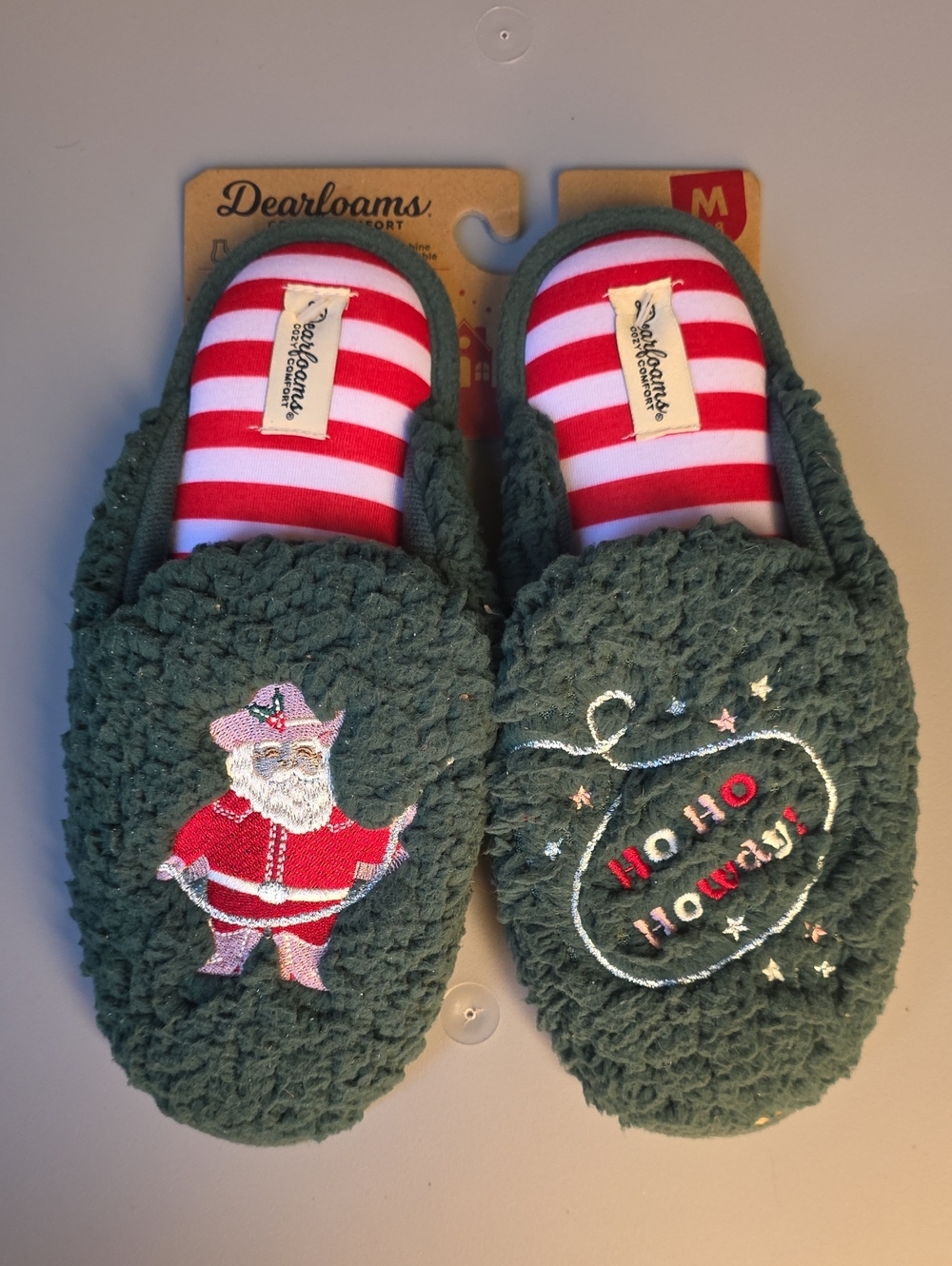 Dearfoams Cozy Comfort Women's Holiday Novelty Slippers- Santa Howdy